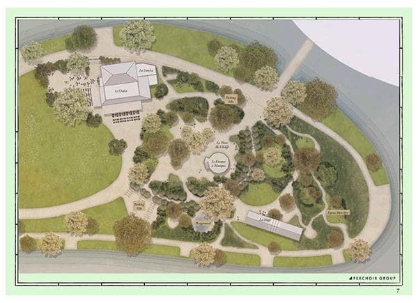 plan de l'ile du dossier d’appel d’offre pour l’île Daumesnil, pour le perchoir, signé ichetKar