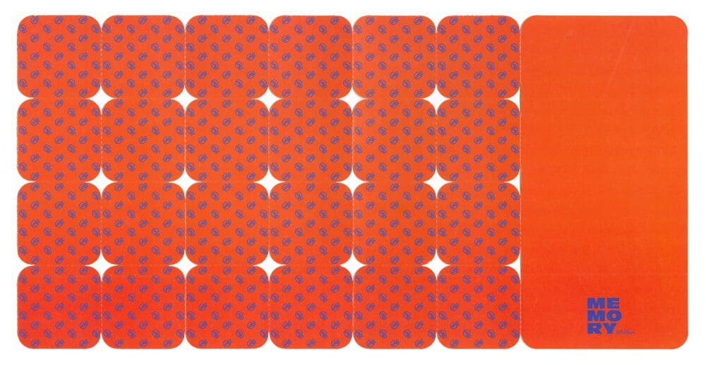 Le recto de la carte de voeux du cnap, jeu de carte memory a découper chez soir, design IchetKar