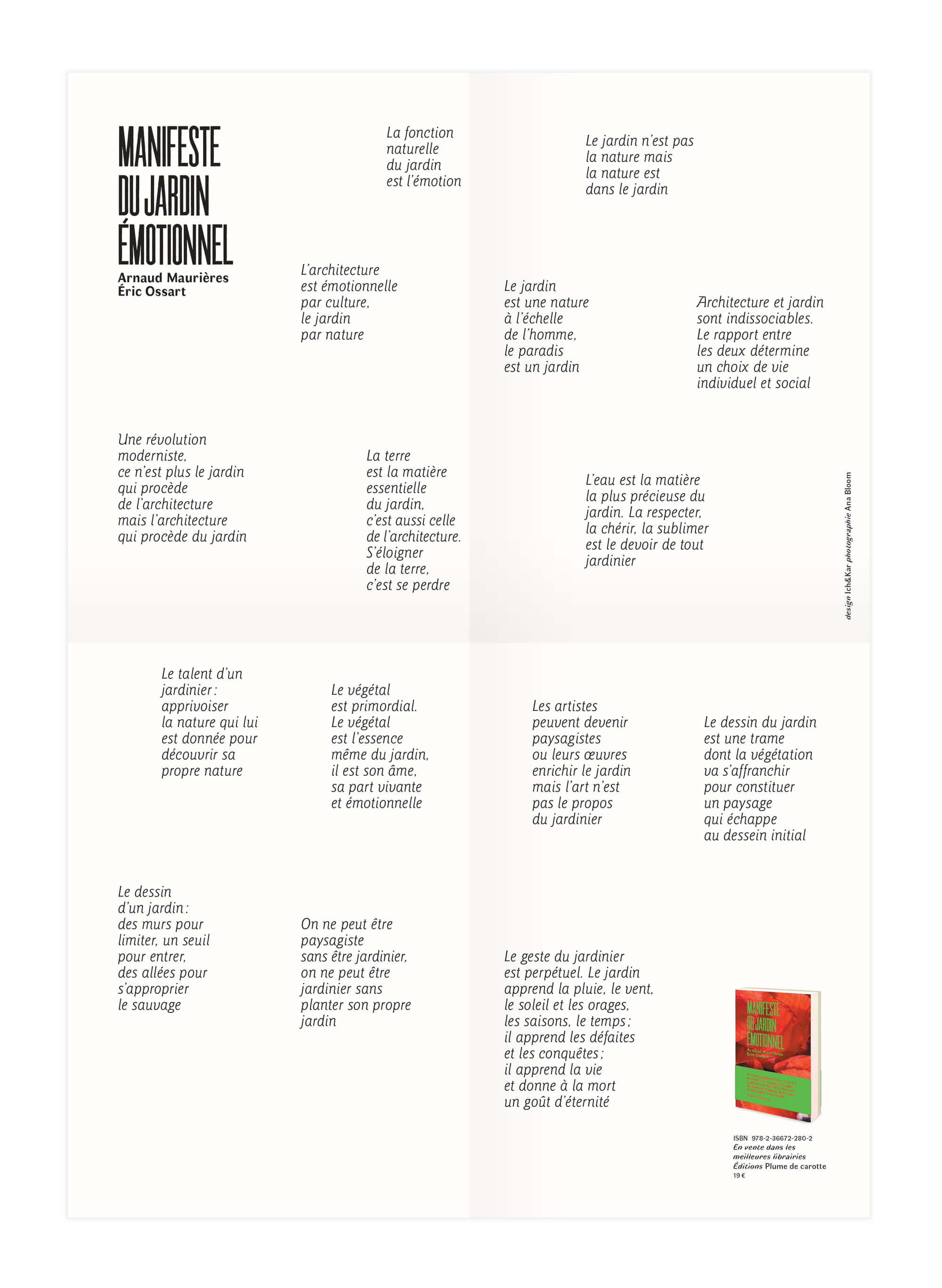 Affichette promotionnel pour le manifeste du jardin émotionnel, Design IchetKar