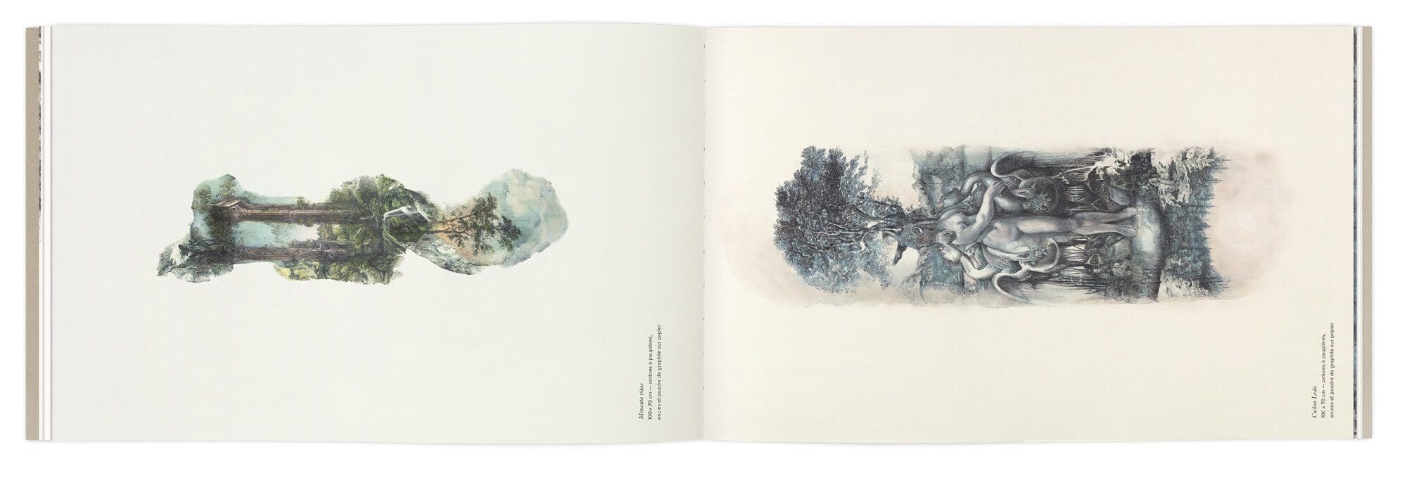 Petits formats des paysages en couleurs présentés dans le son livre Quelque part dans l'inachevé, design graphique IchetKar