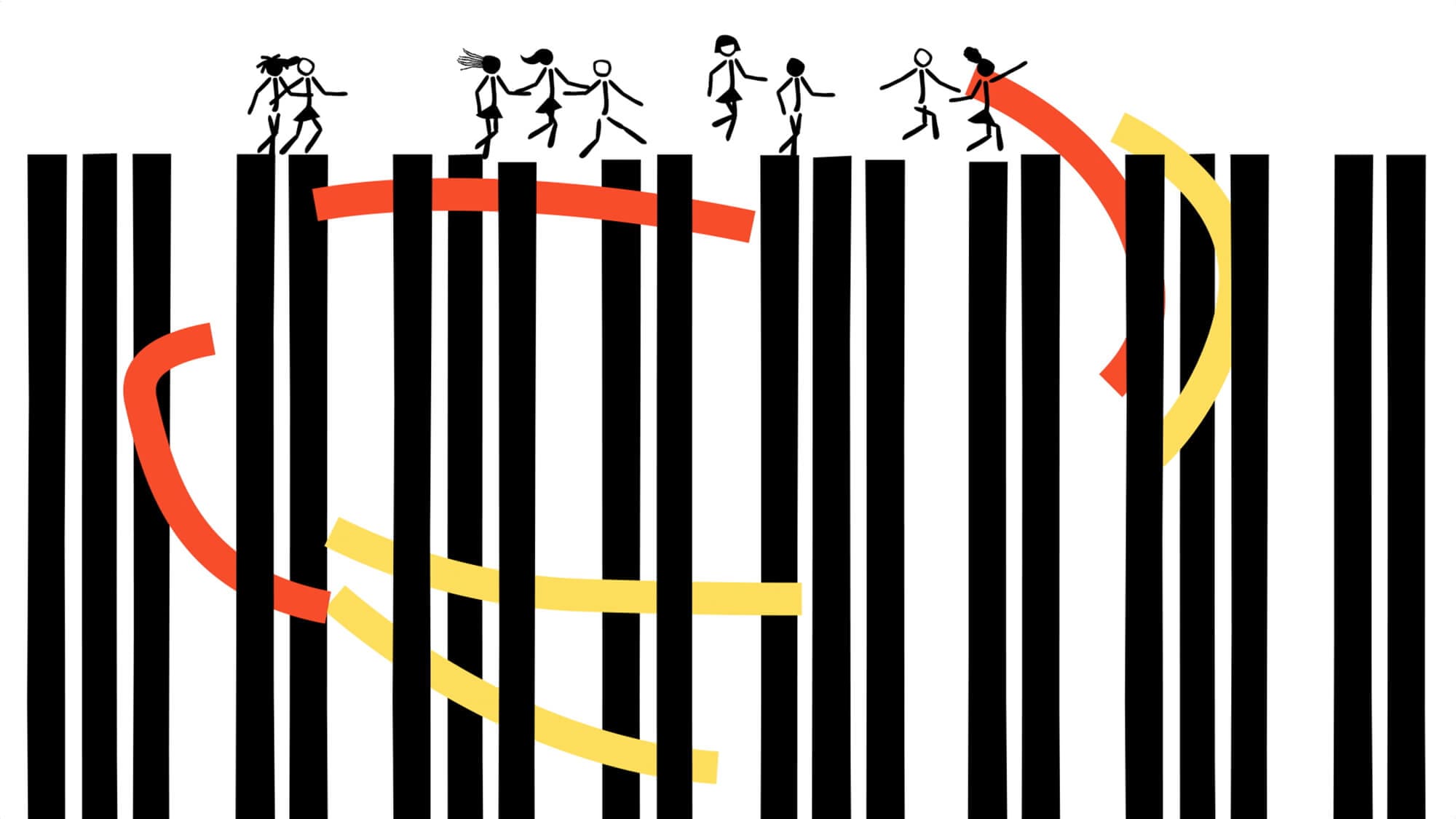 extrait scene final de la lyric video de Gauvain Sers avec Romance musique. tout en illustration noir et blanc naif et impactant signé ichetkar