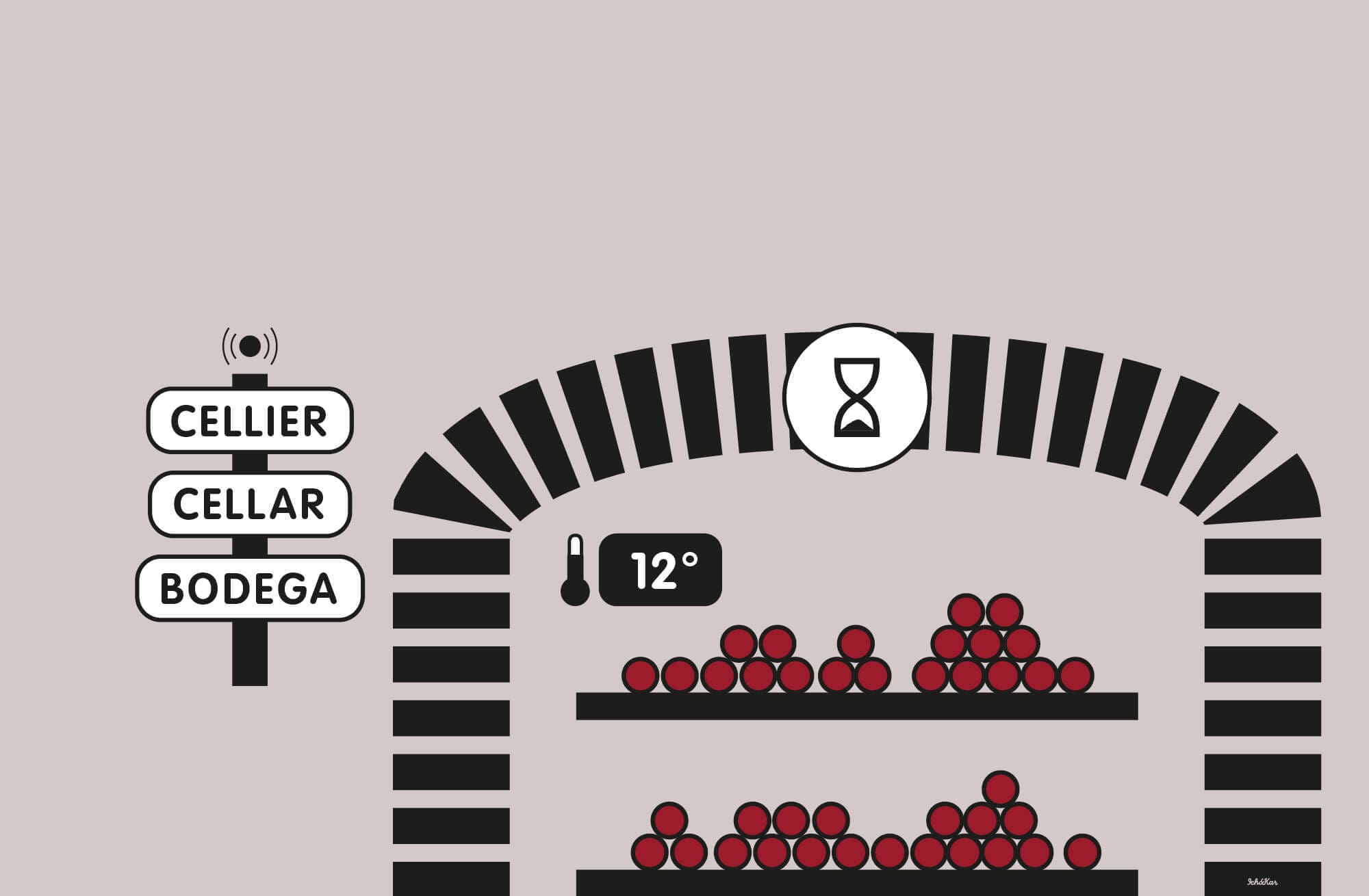 Dans la cave le vin veillit en attendant d'être dégusté, story board et motion design du film de l'élaboration du vin par IchetKar