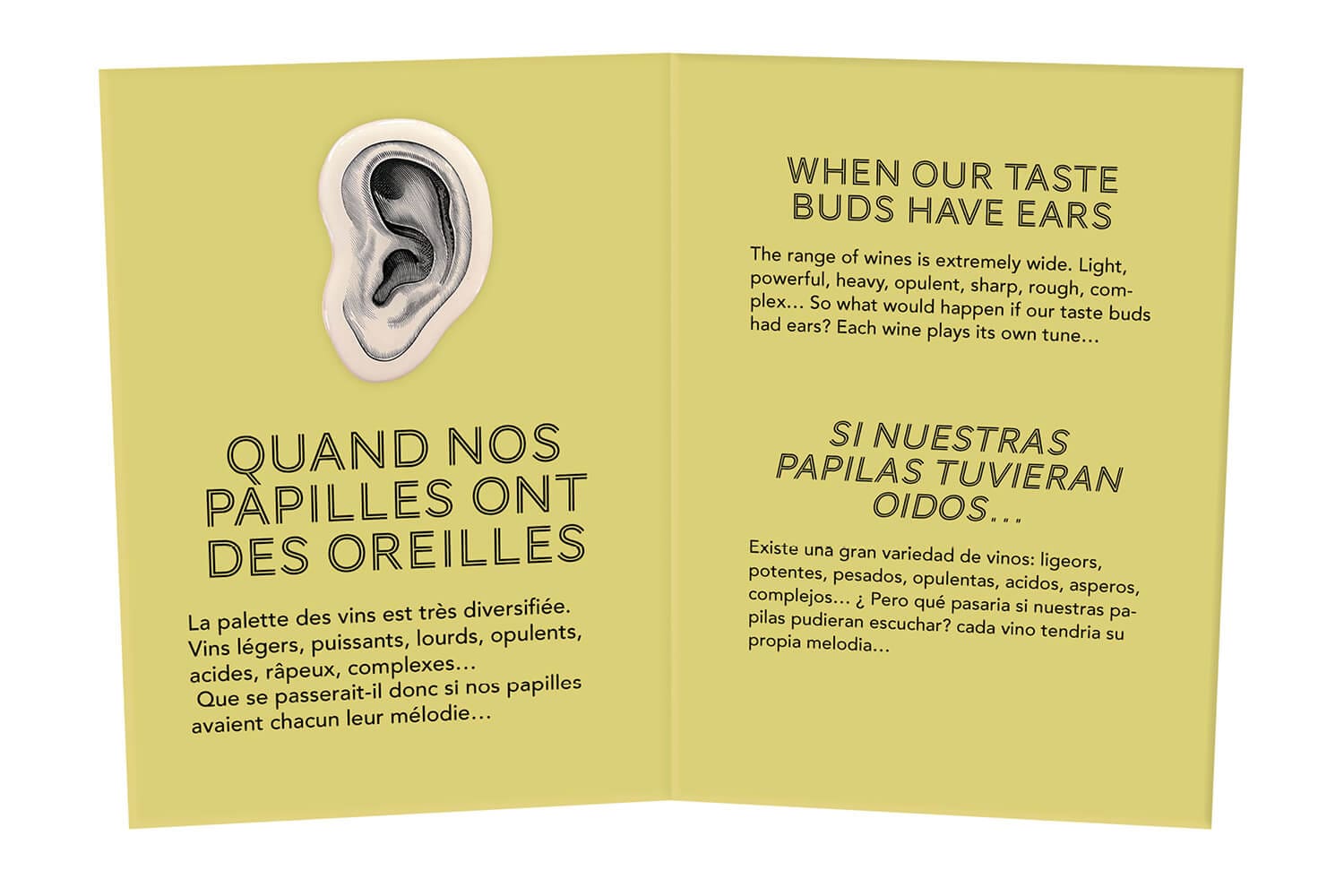 les cartels DADA quand nos papilles ont des oreilles de Ichetkar pour le buffet des 5 sens de la cité du vin de bordeaux.