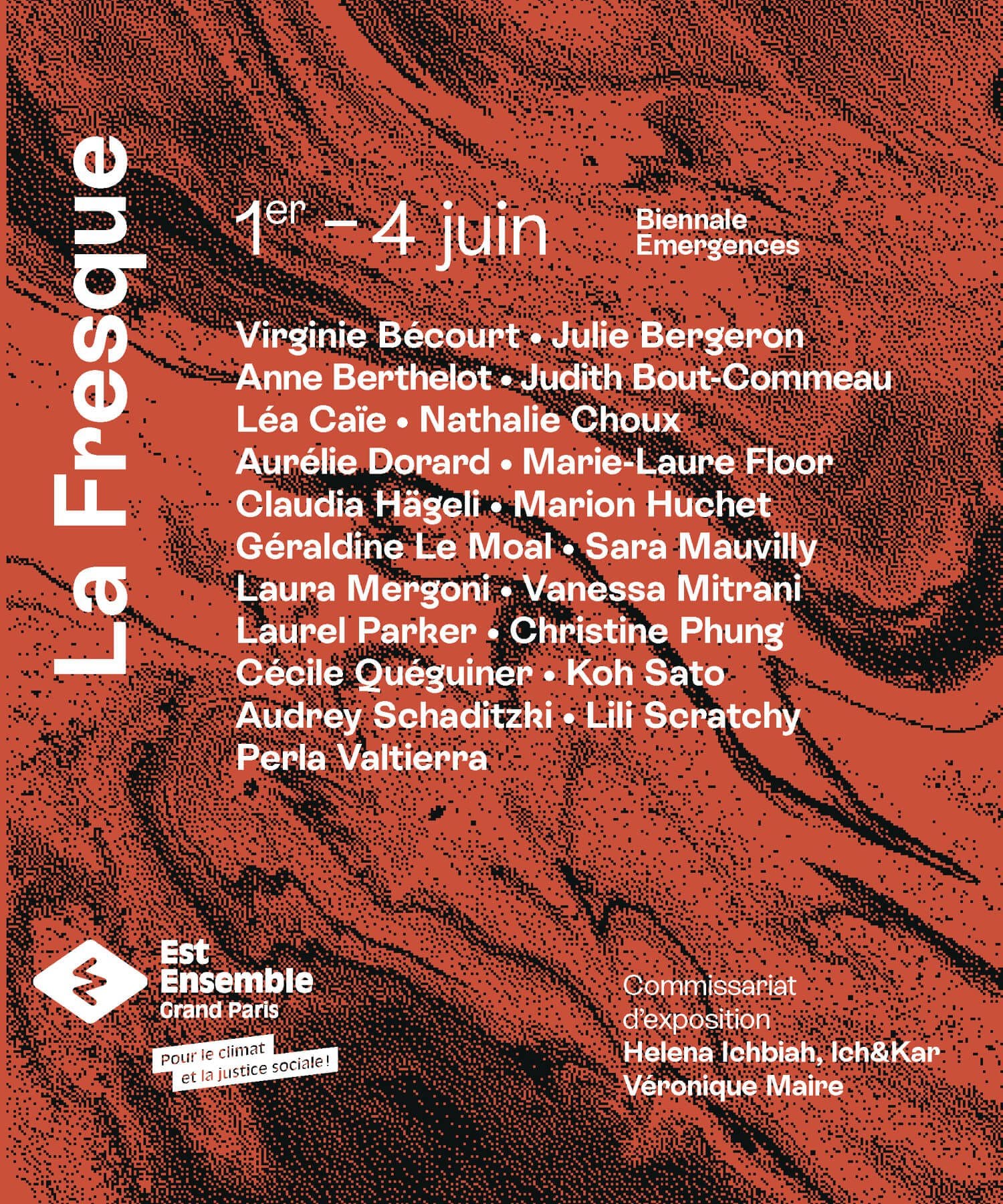 Helena Ichbiah, Ichetkar et Véronique Maire commissaires de la 7e biennale Emergences au CND Une mise en relief une vingtaine d'artisans d'art du territoire est ensemble, au sein de l’exposition La Fresque 
