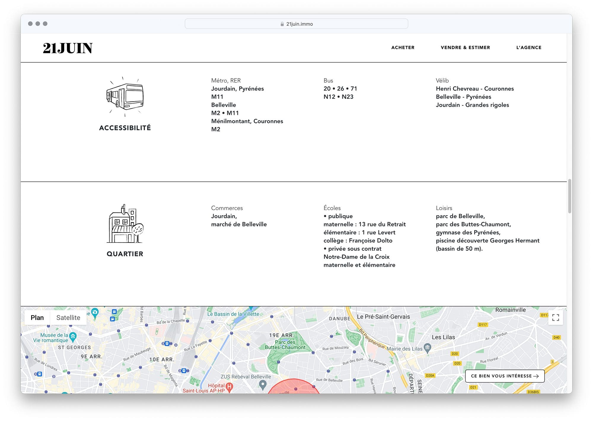 L'agence immobilière 21 juin fait appel à ichetkar le design graphique de son site web, une mise en page clair agrémenté d'illustrations
