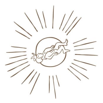 Le hiéroglyphe "Rebirthing of Godfather Sun" par Ichetkar est un symbole aztèque empreint de la culture mexicaine, créé pour le spa Esperanza.