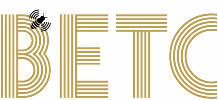 L'identité de l'agence de publicité BETC, deux couleurs or et noir, une typographie vivante et une abeille libre comme l’air, design IchetKar