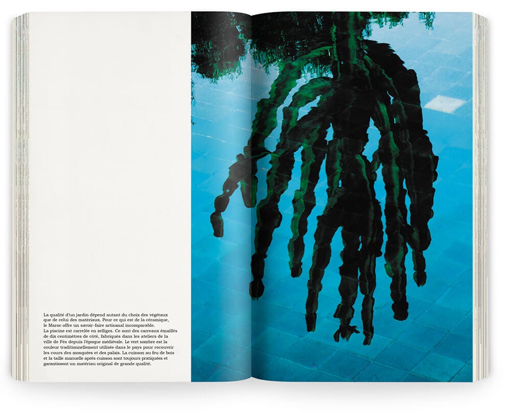Ossart + Maurières réalise le jardin Riad villa Blanche au Maroc, photographie de Marie Taillefer, maquette et graphisme de livre IchetKar