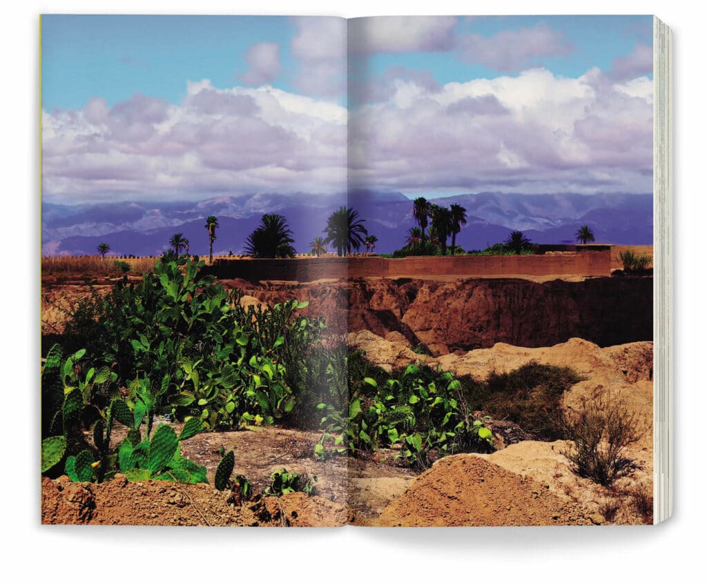 Double page de paysage du livre Onze jardin d'aridité d'Oscar + Maurières, design IchetKar