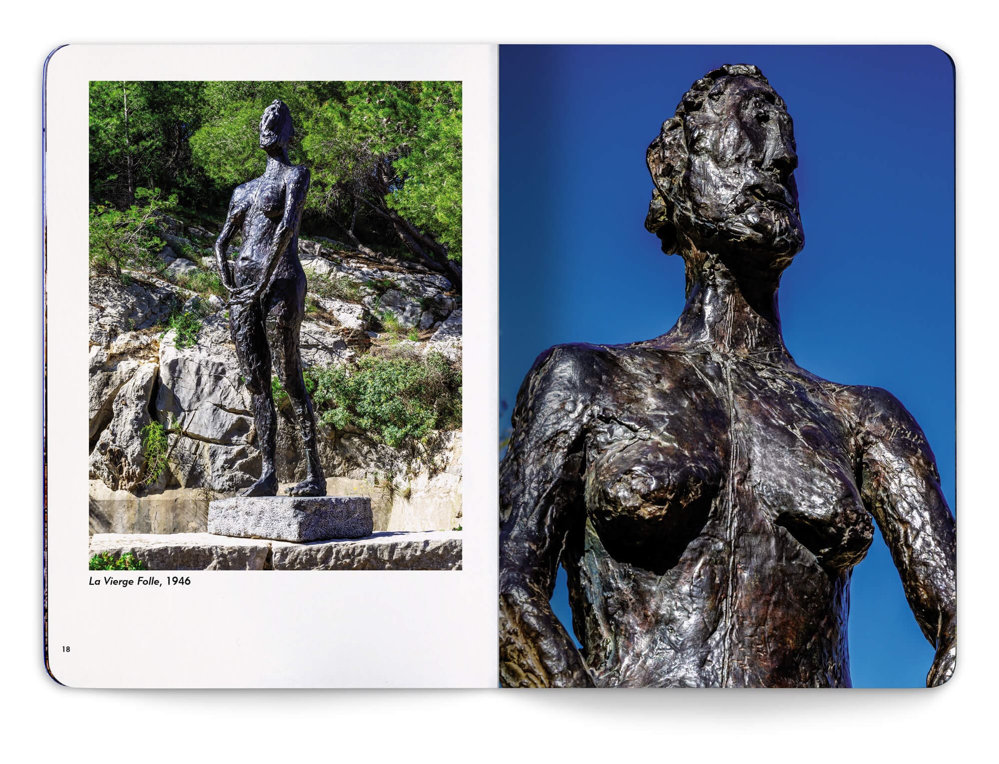 Photographie de La Vierge Folle, sculpture de Germaine Richier présentée lors de l'exposition Germaine fichier La méditerranéenne à la Friche de l'Escalette à Marseilles, design et mise en page IchetKar