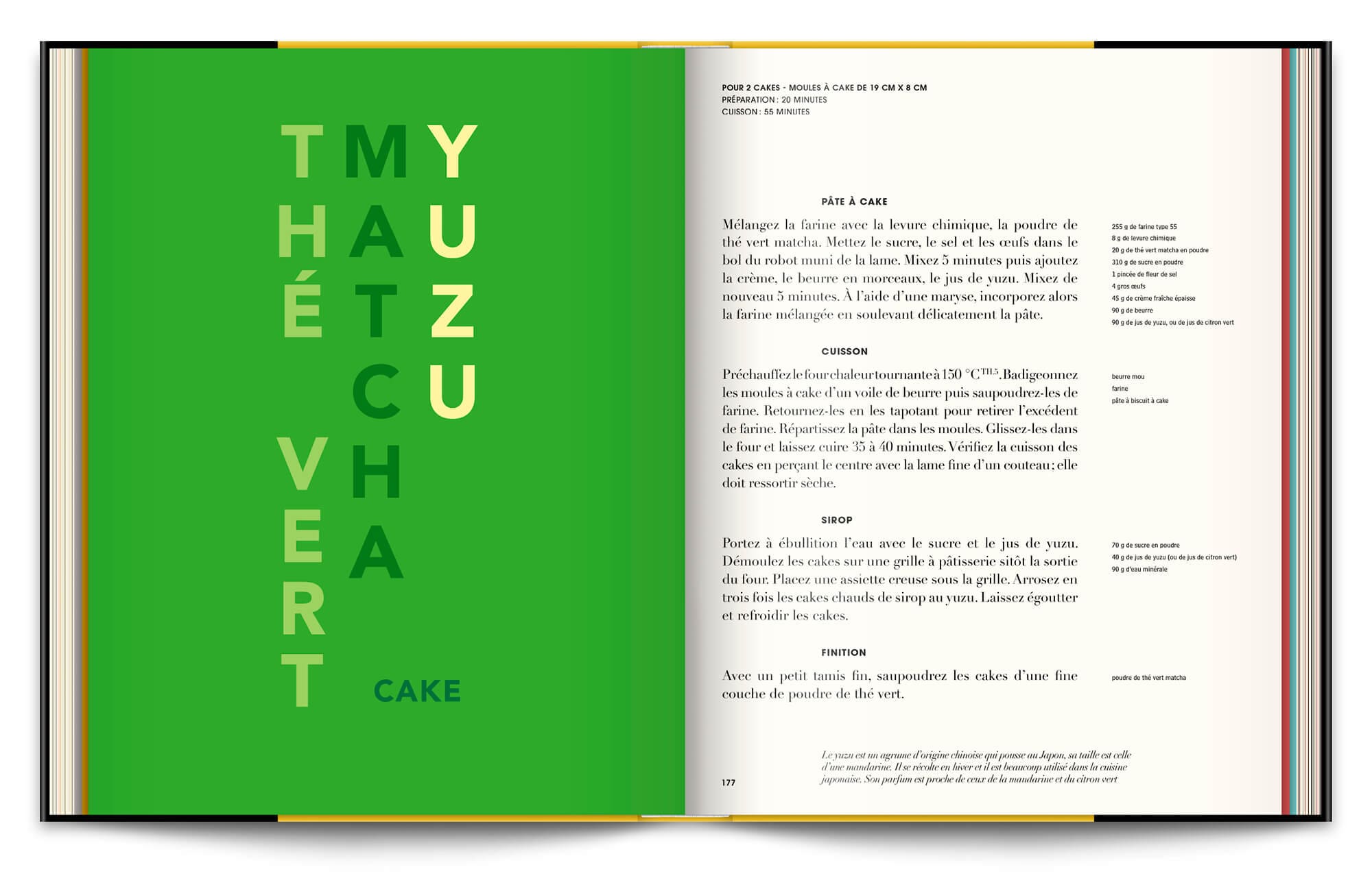 Typographie expressive sur les ingrédients des recettes pour le livre Infiniment de Pierre Hermé, graphisme et mise en page IchetKar