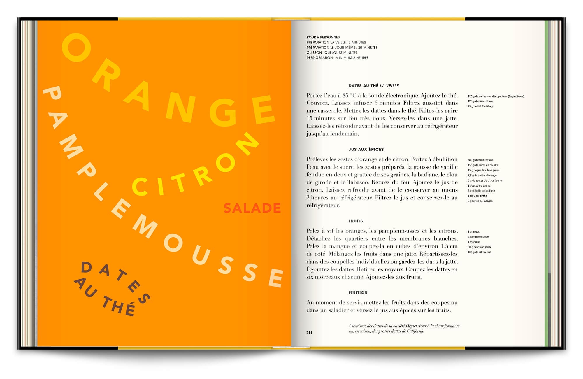 Typographie expressive sur les ingrédients des recettes pour le livre Infiniment de Pierre Hermé, graphisme et mise en page IchetKar