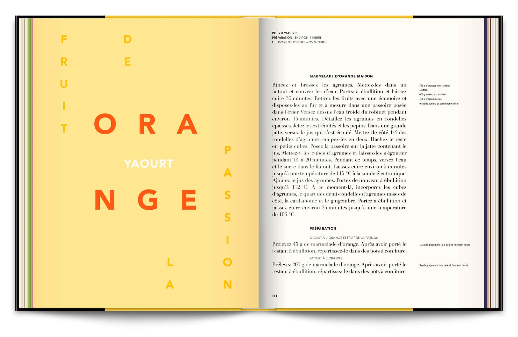 Le livre Infiniment de Pierre Hermé, un classique, la crêpe a l'orange, design IchetKar