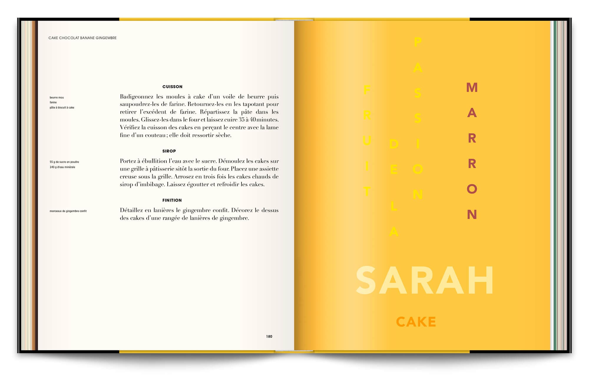 Jeu typographique pour les pages de recettes du livre Infiniment de Pierre Hermé, design éditorial et graphisme IchetKar