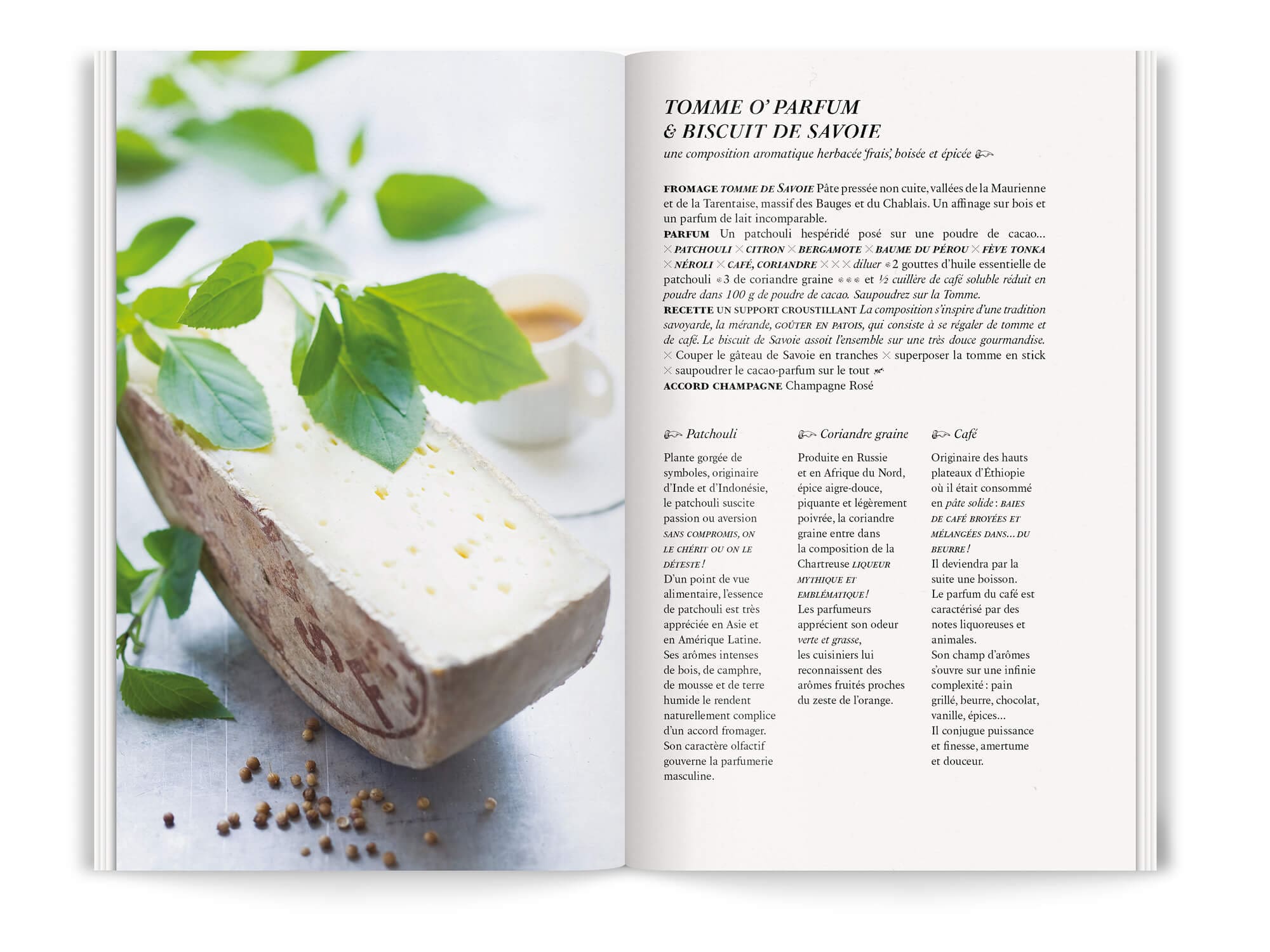 La recette tomme o'parfum et biscuit de savoie dans le livret fromage o'parfum de la milk factory, graphisme IchetKar